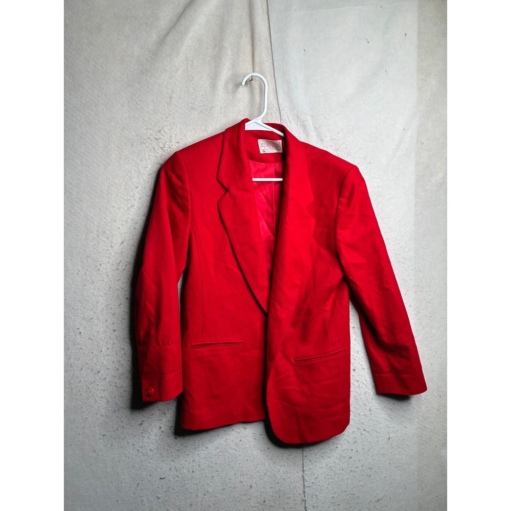 Petite Pendleton Red Virgin Wool Blazer Jacket Size 10 Made in USA P433-158